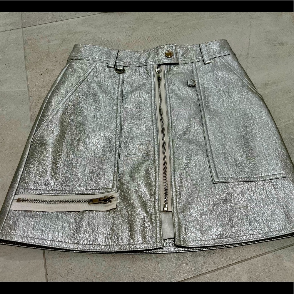Silver faux leather skirt